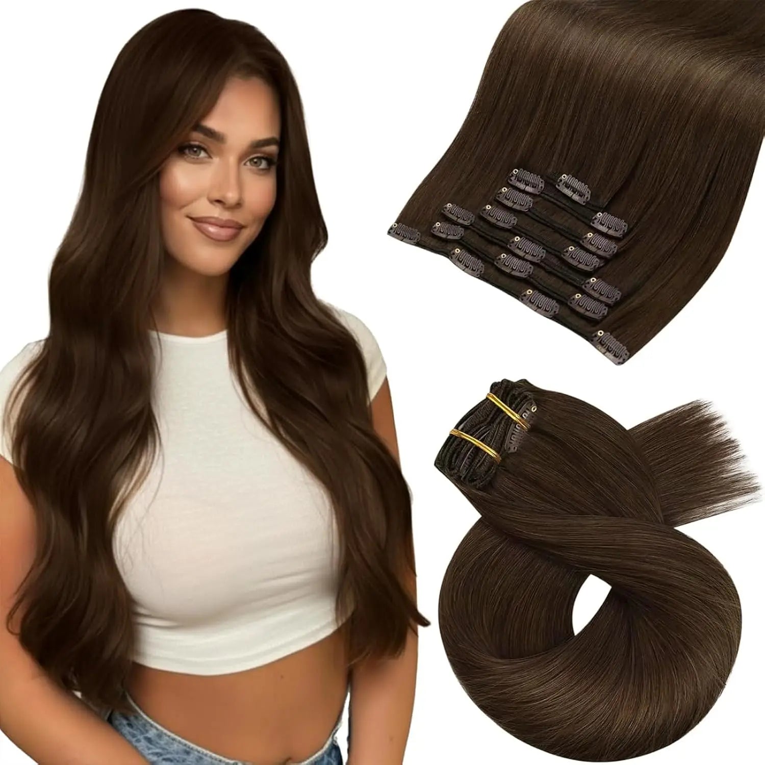 Extensions de cheveux naturels à clip – Balayage #1B/18/60