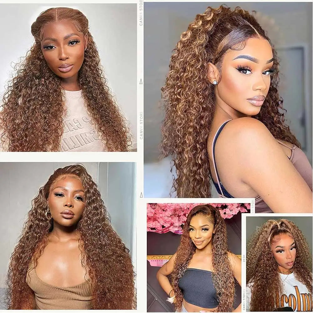 Perrque en cheveux naturels avec lace frontale 360 HD – Ondulation profonde sans colle 75 cm