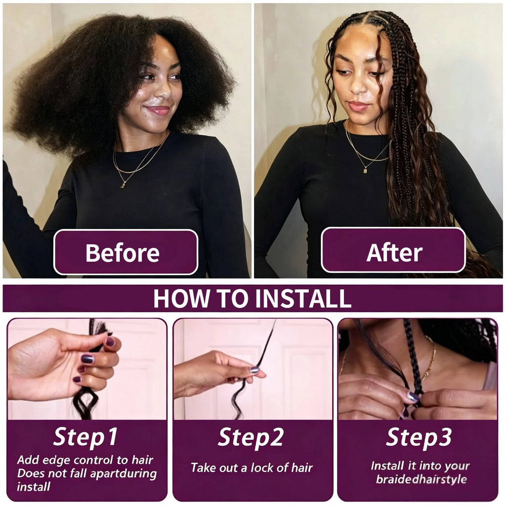 Body Wave 4/27 Bulk Human Braiding Hair – 50g Boho Braids