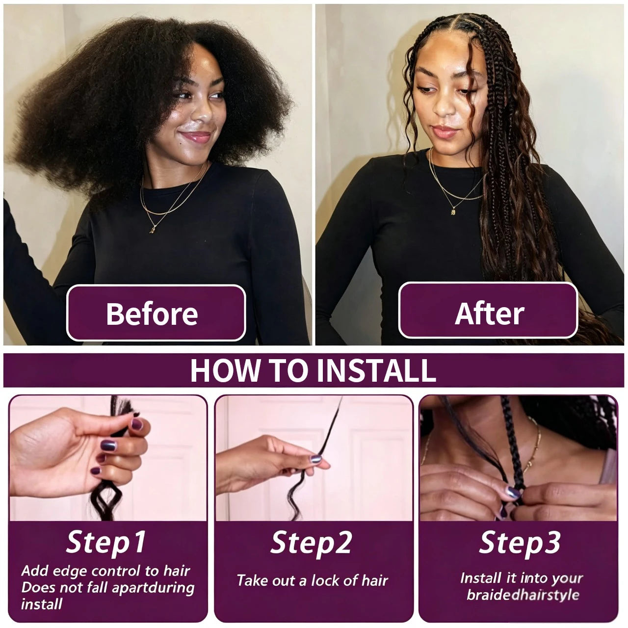 Body Wave 4/27 Bulk Human Braiding Hair – 50g Boho Braids