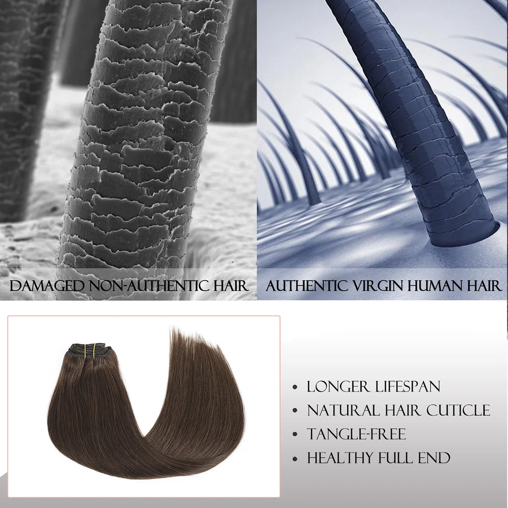 Remy Human Hair Clip In Extensions 7pcs Silky Straight