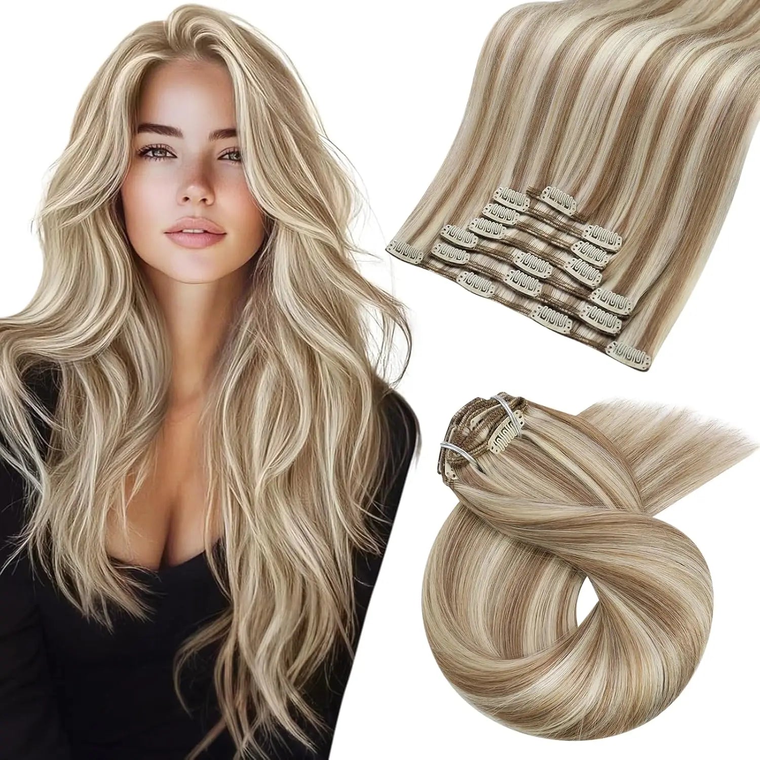 Extensions de cheveux naturels à clip – Balayage #1B/18/60