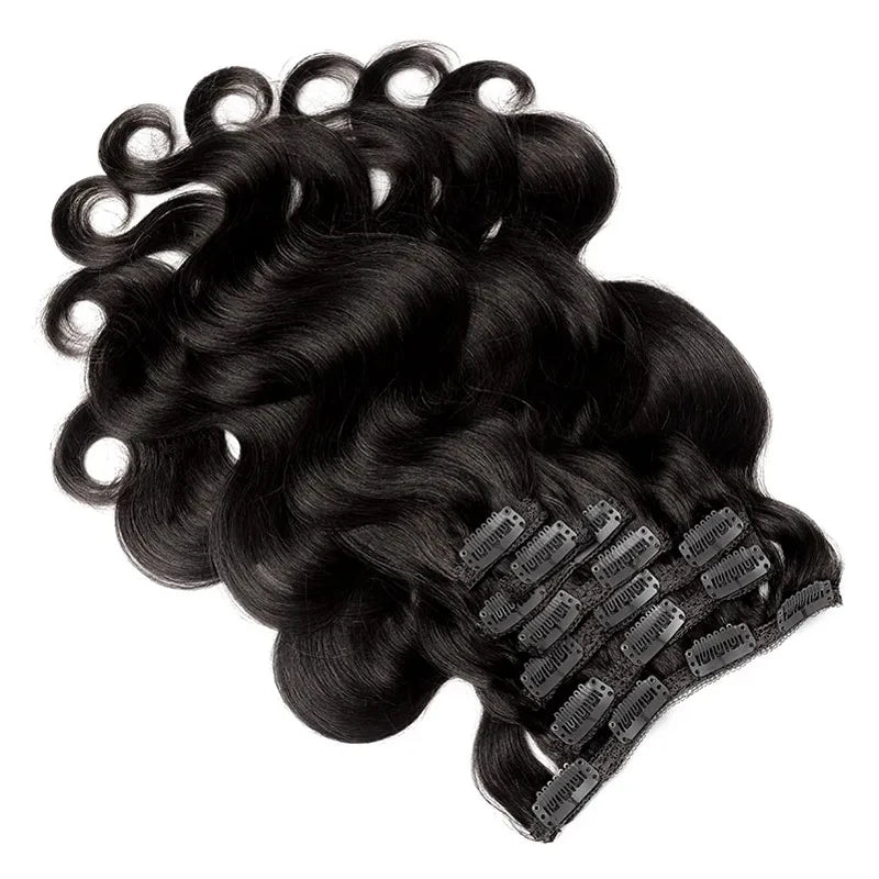 Body Wave Brazilian Clip In Hair Extensions Human Hair