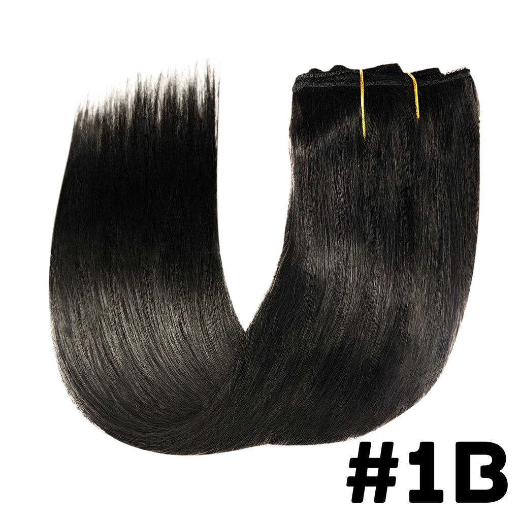 Extensions à clip brun 8 pièces 120g Cheveux humains Remy