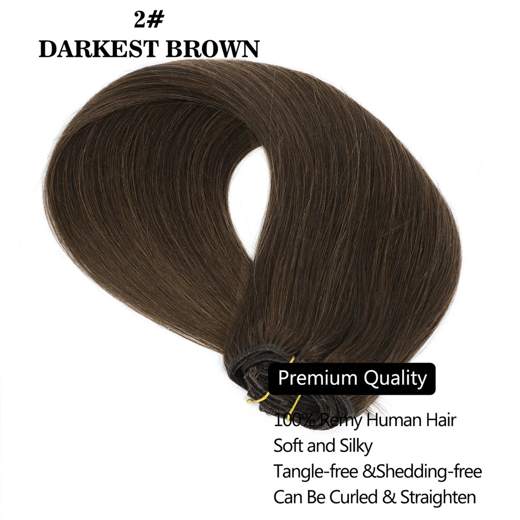 Remy Human Hair Clip In Extensions 7pcs Silky Straight