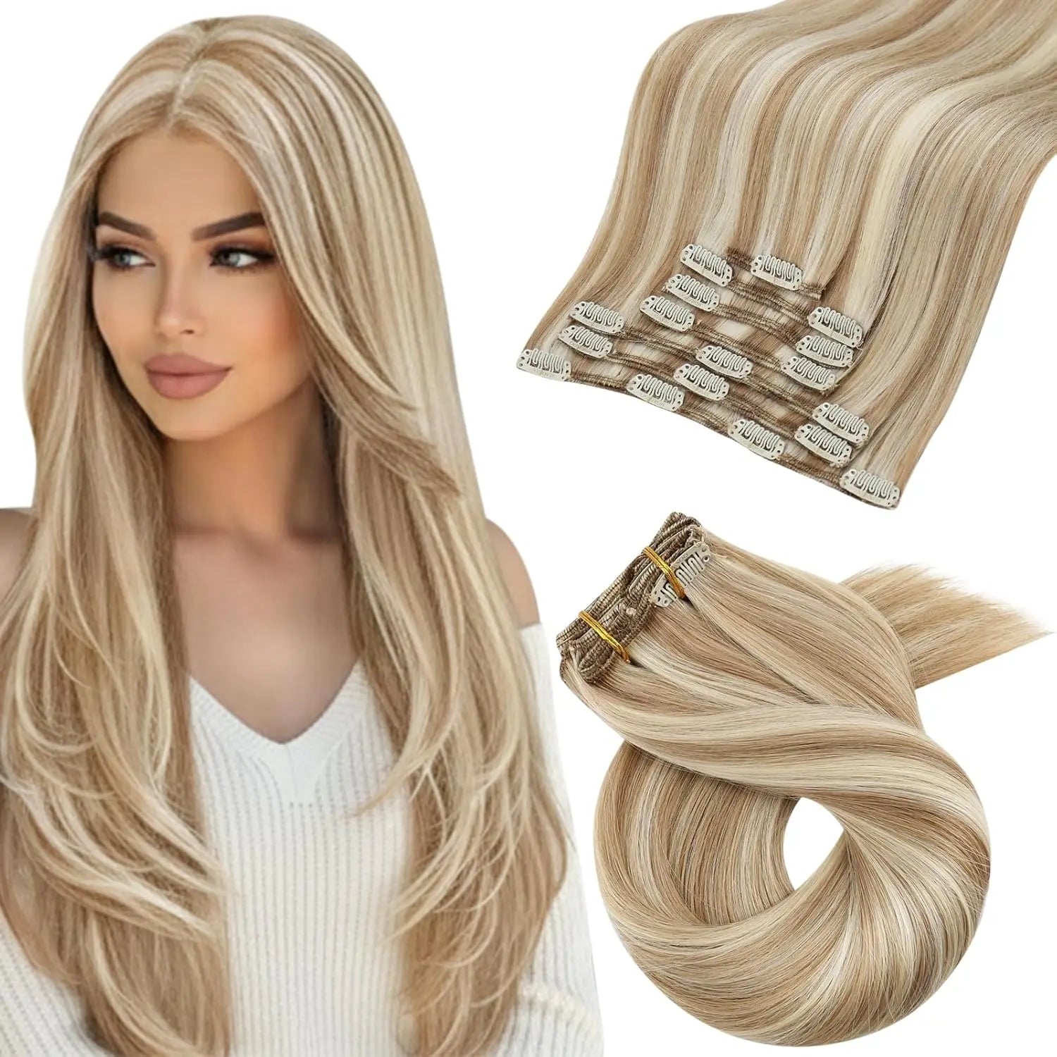 Extensions de cheveux naturels à clip – Balayage #1B/18/60