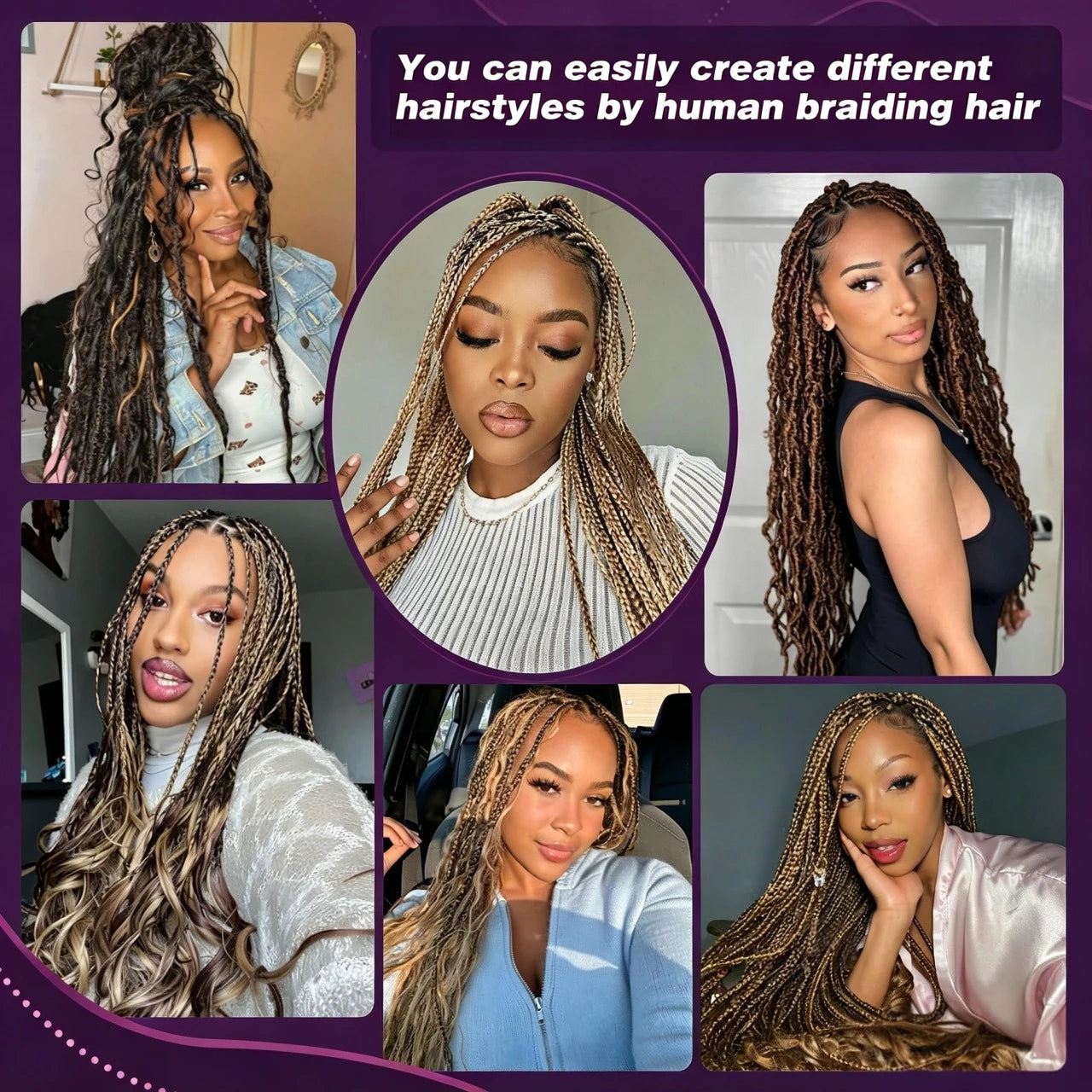 Body Wave 4/27 Bulk Human Braiding Hair – 50g Boho Braids
