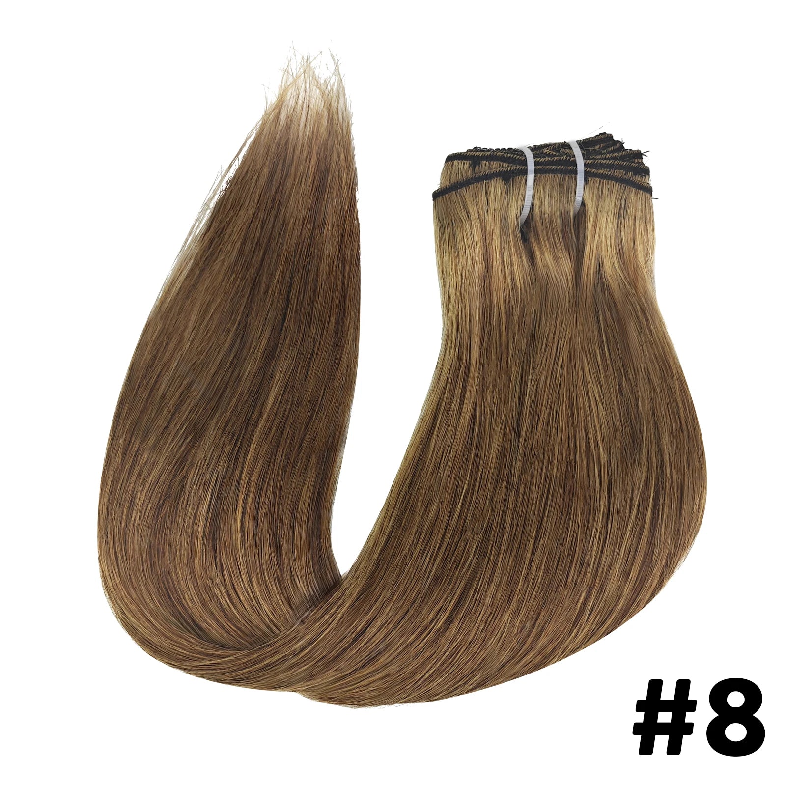Extensions à clip brun 8 pièces 120g Cheveux humains Remy