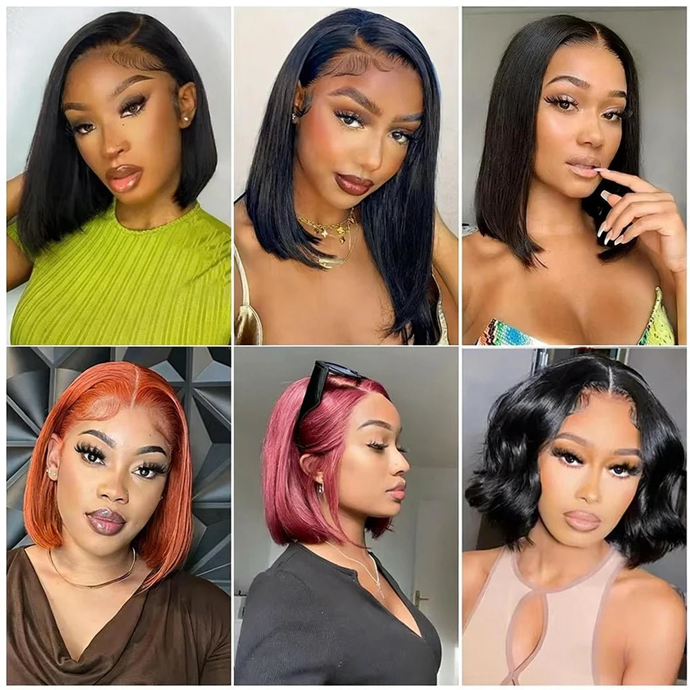 Short Straight Bob Glueless Human Hair Wig 13x4 HD Lace