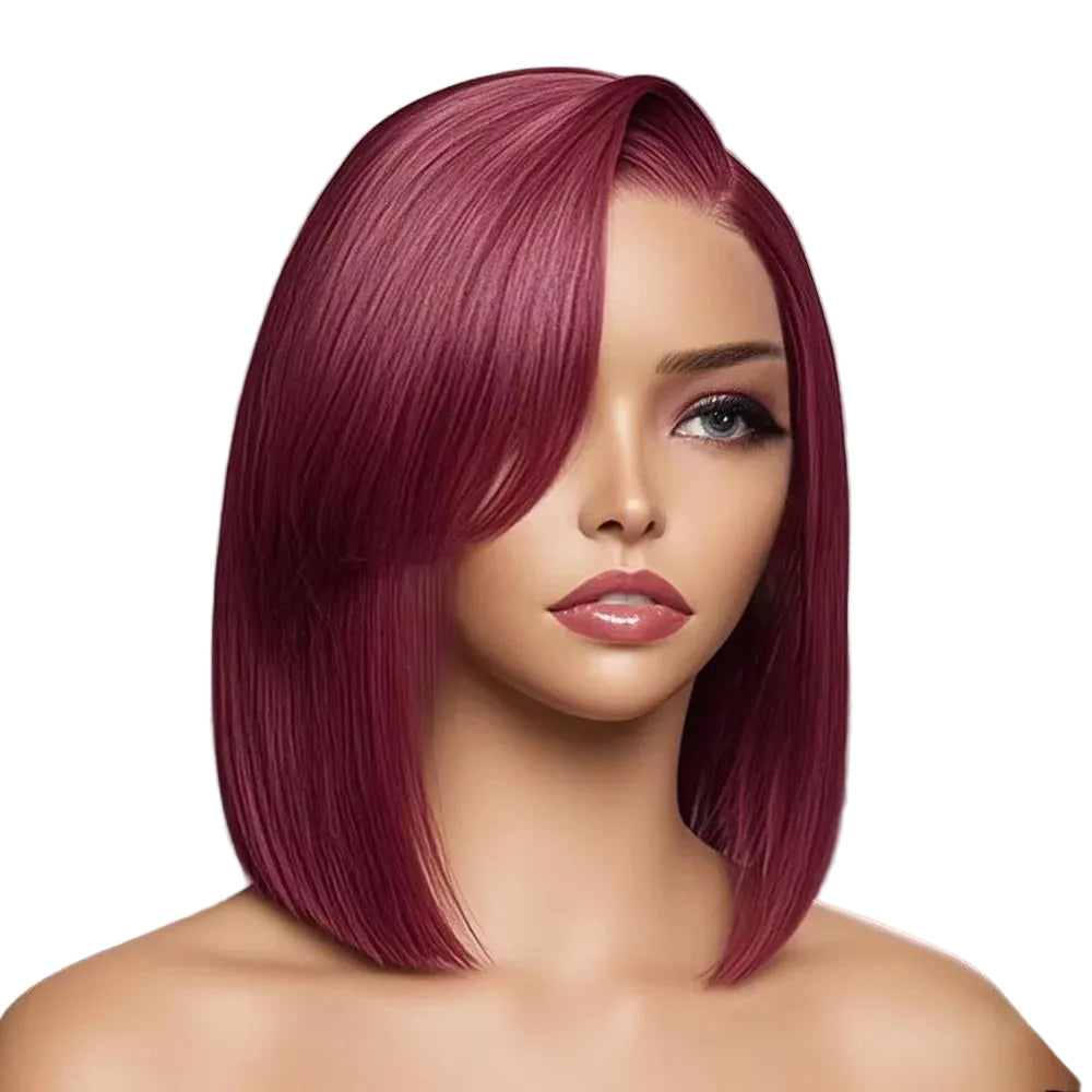 99J Burgundy Bob Human Hair Wig 13x4 HD Lace Glueless