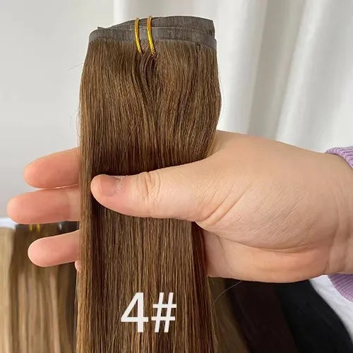 Extensions à clips invisibles en cheveux humains raides