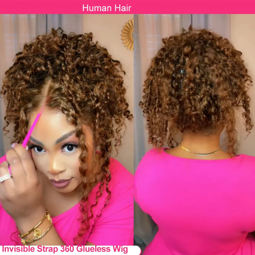 360 Burmese Curly Human Hair Wig HD Lace Chocolate Brown 250% Density