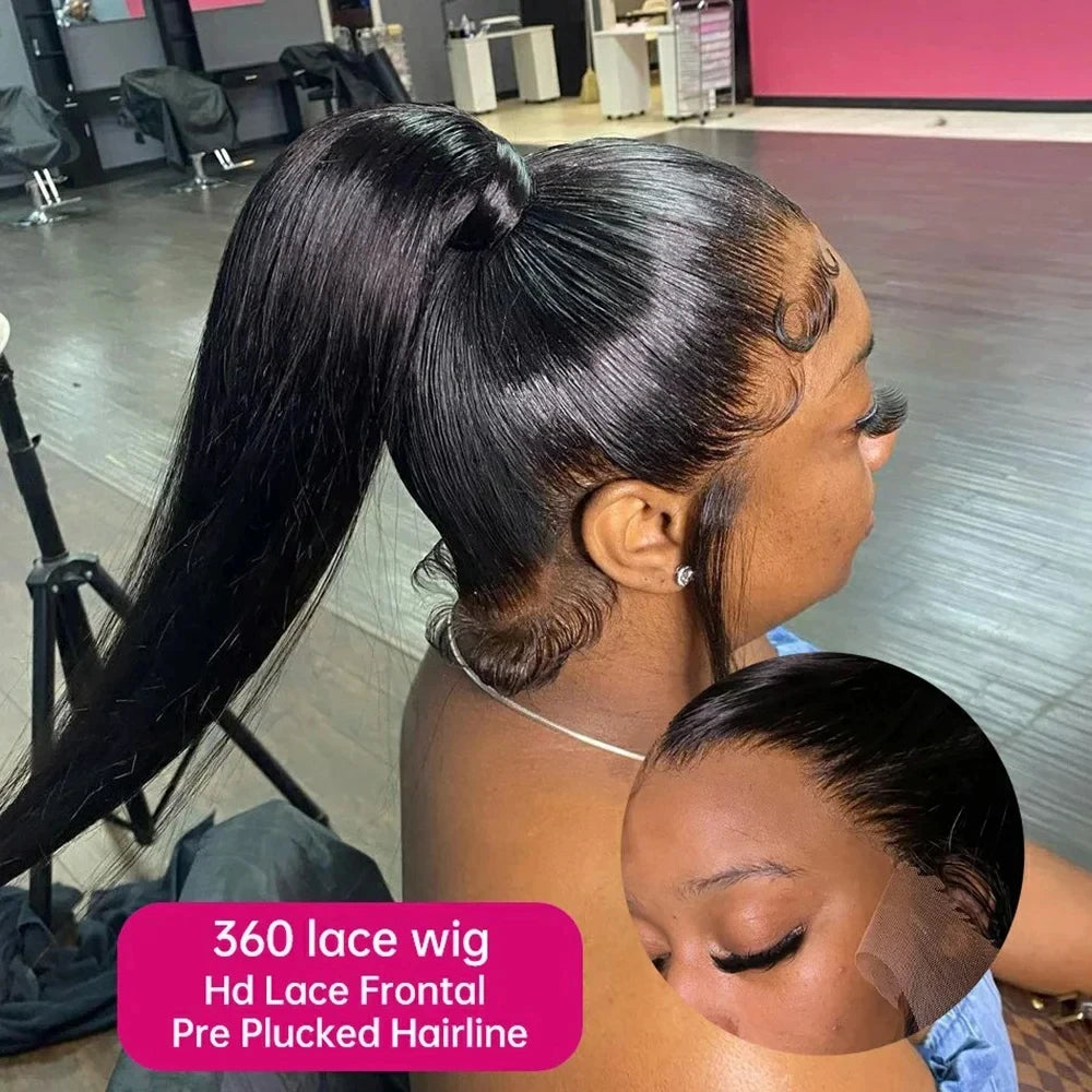 360 HD Lace Front Human Hair Wig 250% Density Straight