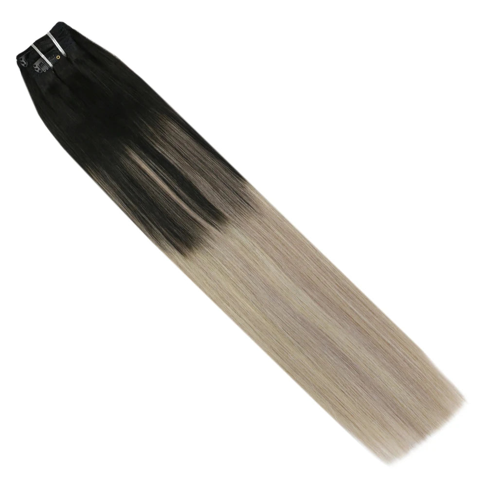 Clip In Human Hair Extensions – Balayage #1B/18/60