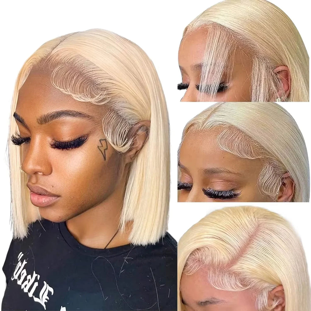 Blonde Short Bob Glueless 13x4 HD Lace Human Hair Wig