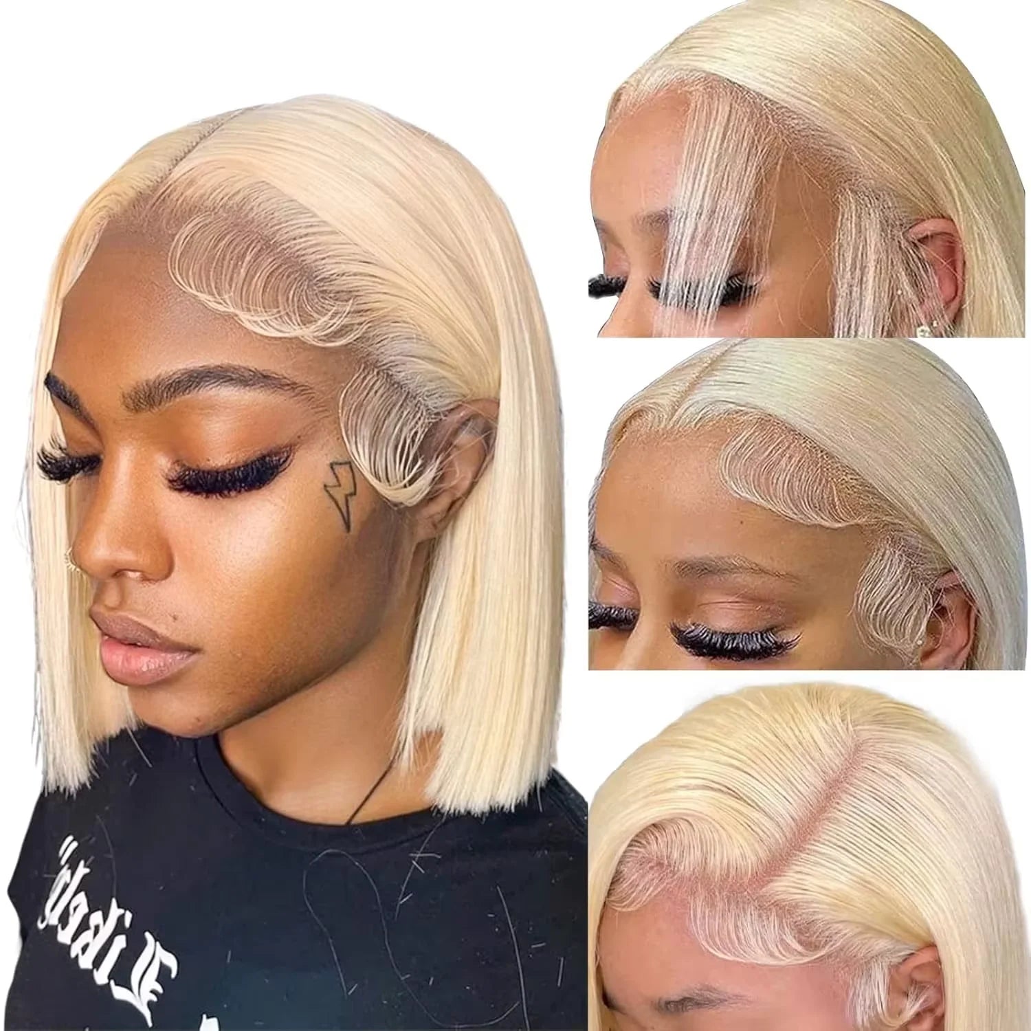 Blonde Short Bob Glueless 13x4 HD Lace Human Hair Wig