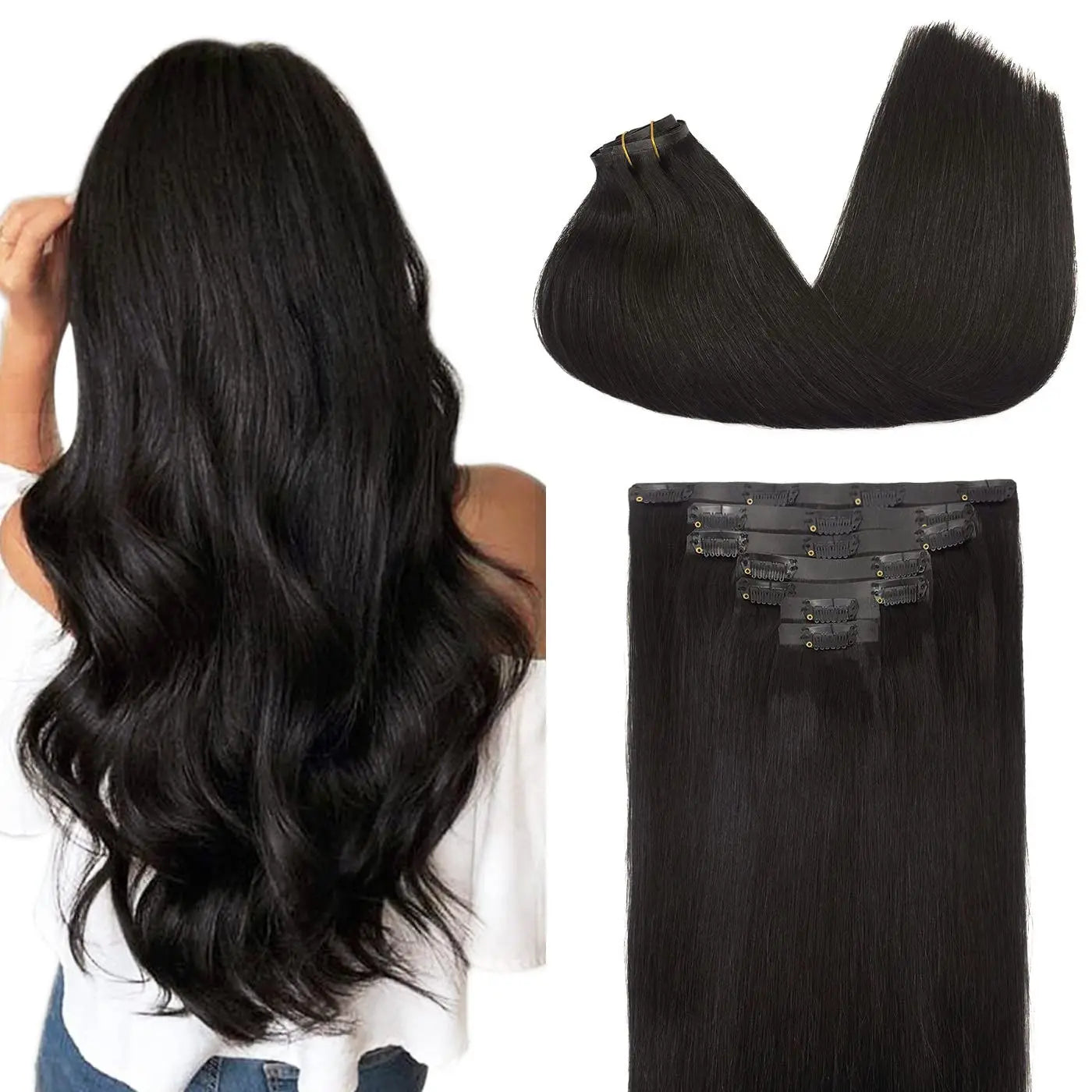 Seamless Clip In Human Hair Extensions – Invisible PU 150g