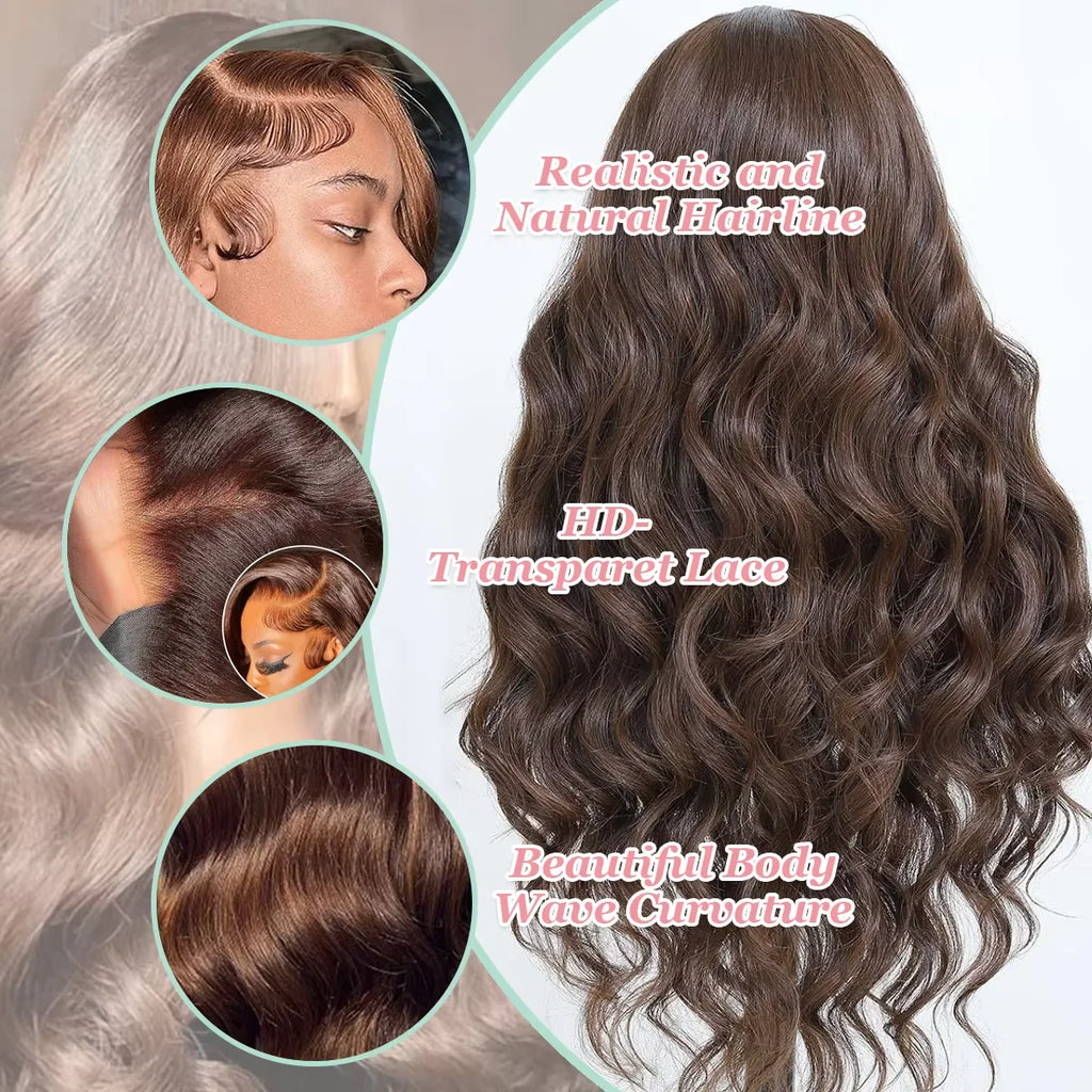 Chocolate Brown Body Wave HD Lace Front Wig