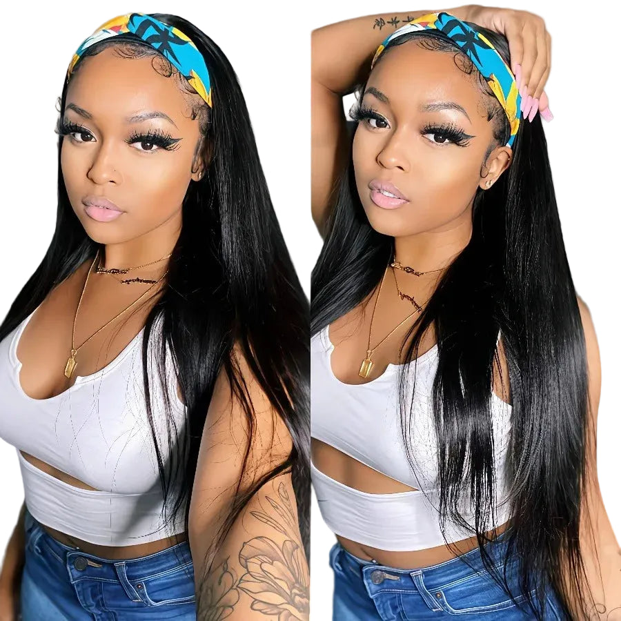 Straight Headband Wig Human Hair Brazilian – 200–250% Density