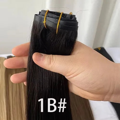 Extensions à clips invisibles en cheveux humains raides