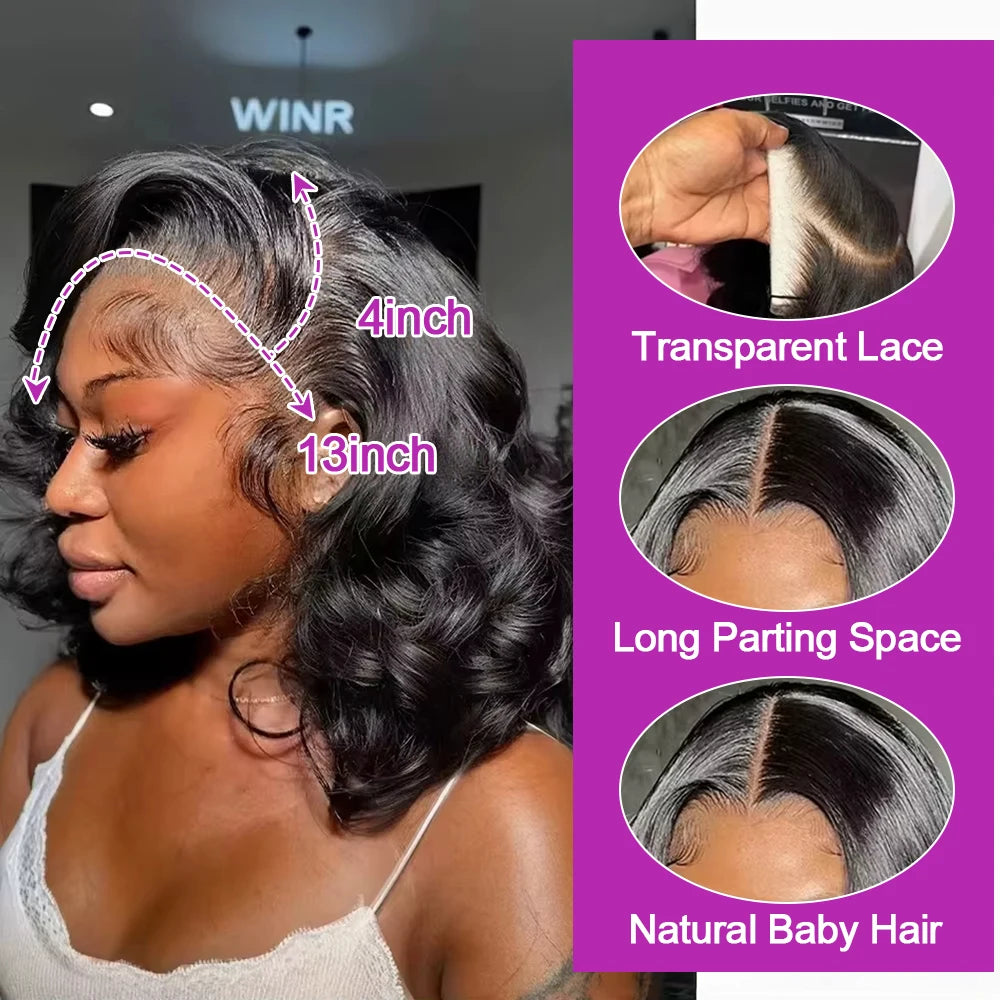 HD Lace Frontal Glueless Body Wave Bob Human Hair Wig