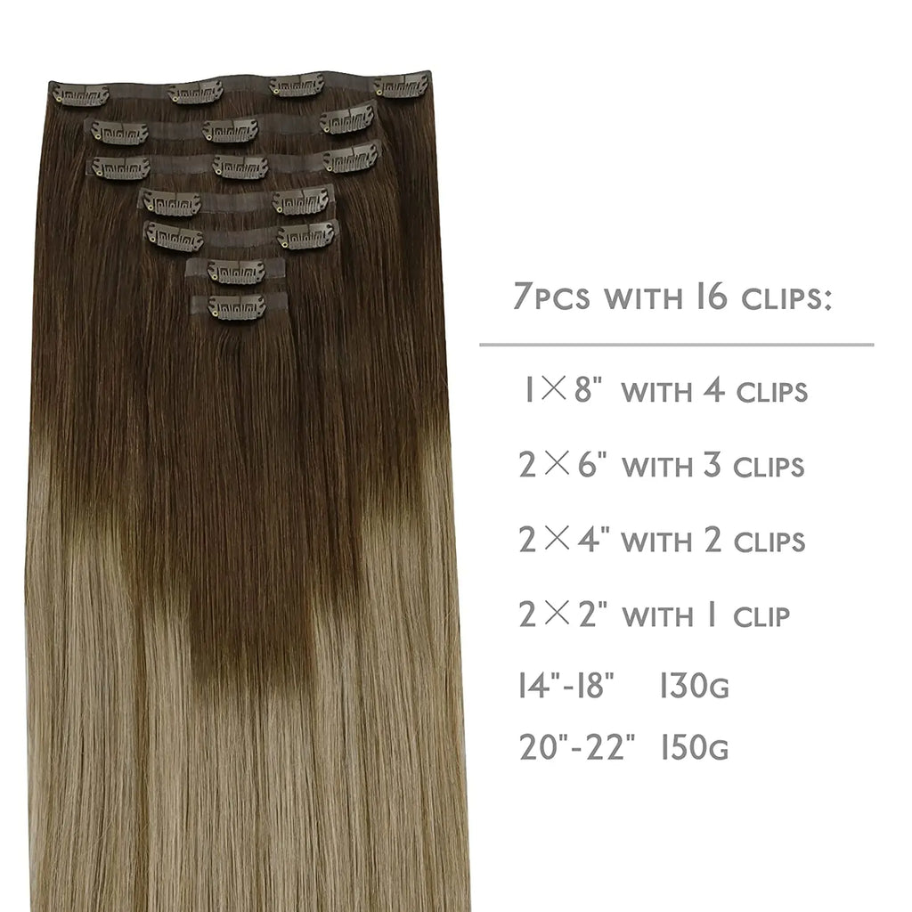 Seamless Clip In Human Hair Extensions – Invisible PU 150g