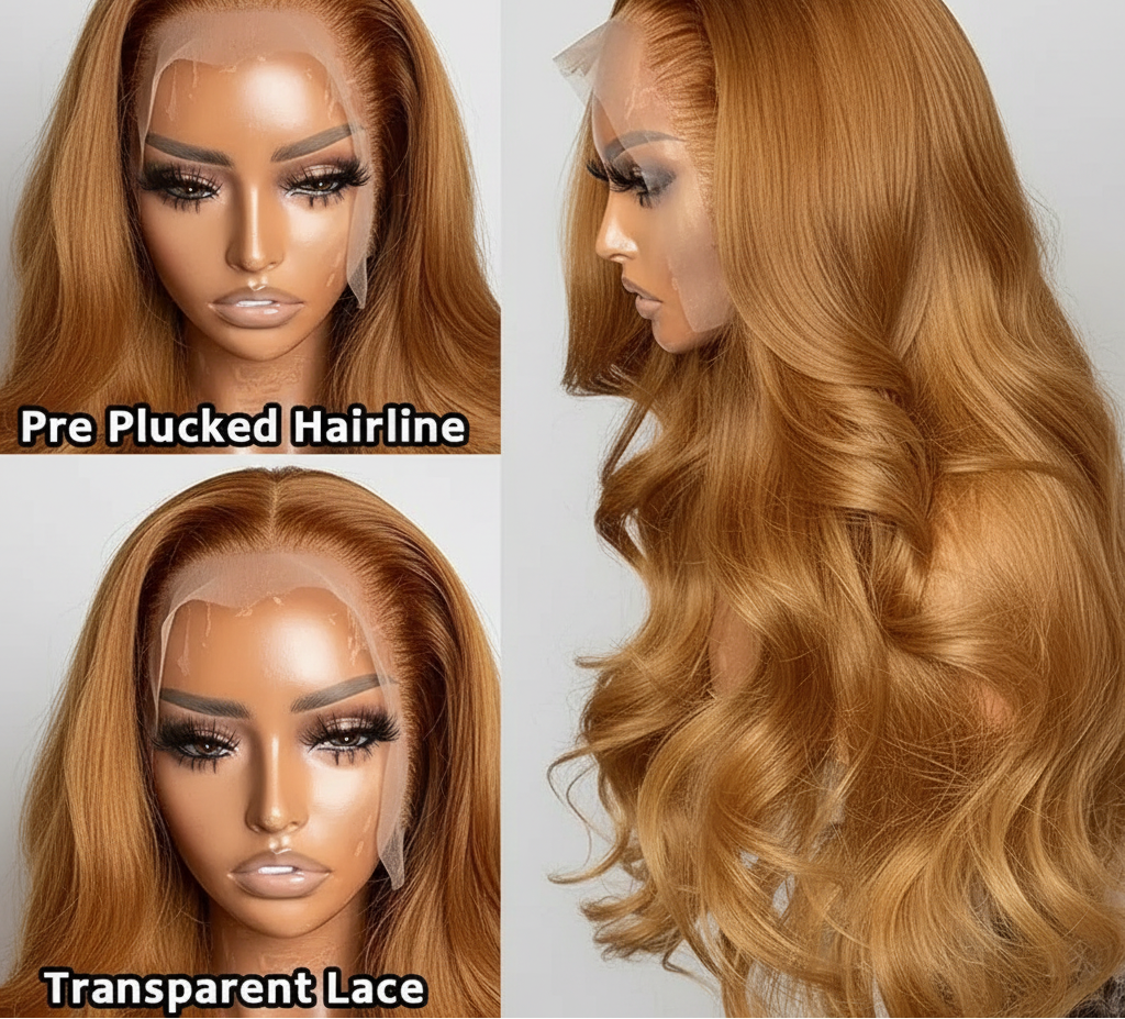 Ingwerblond 13x4 HD Lace Front Body Wave Echthaar-Perücke