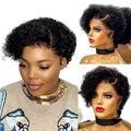 Perruque Courte Carrée Bouclée en Cheveux Humains Brésiliens Lace Front 13x6x1