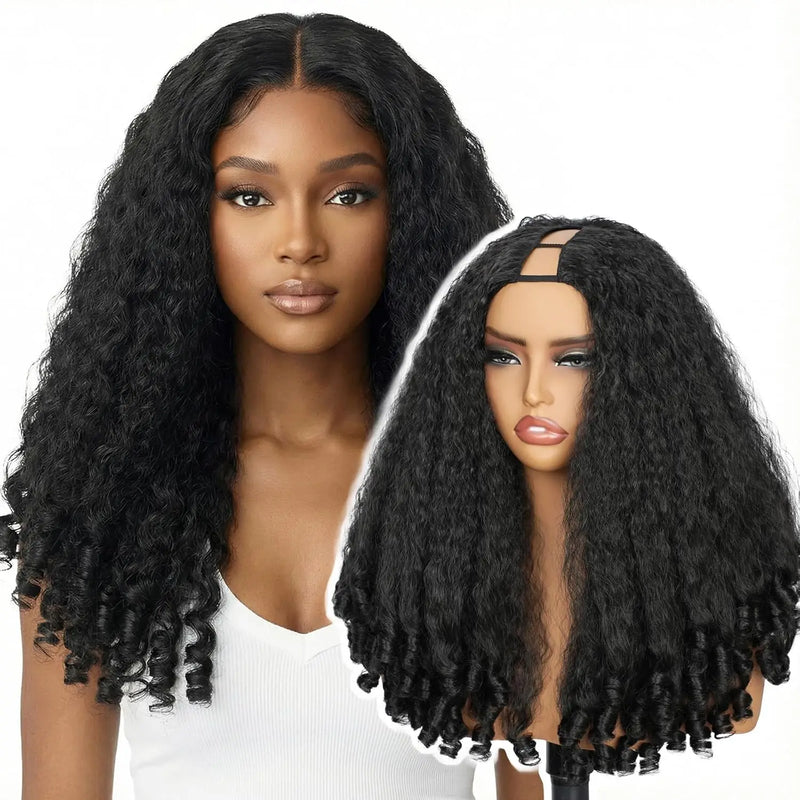 Afro Kinky Straight V Part Half Wig – Glueless