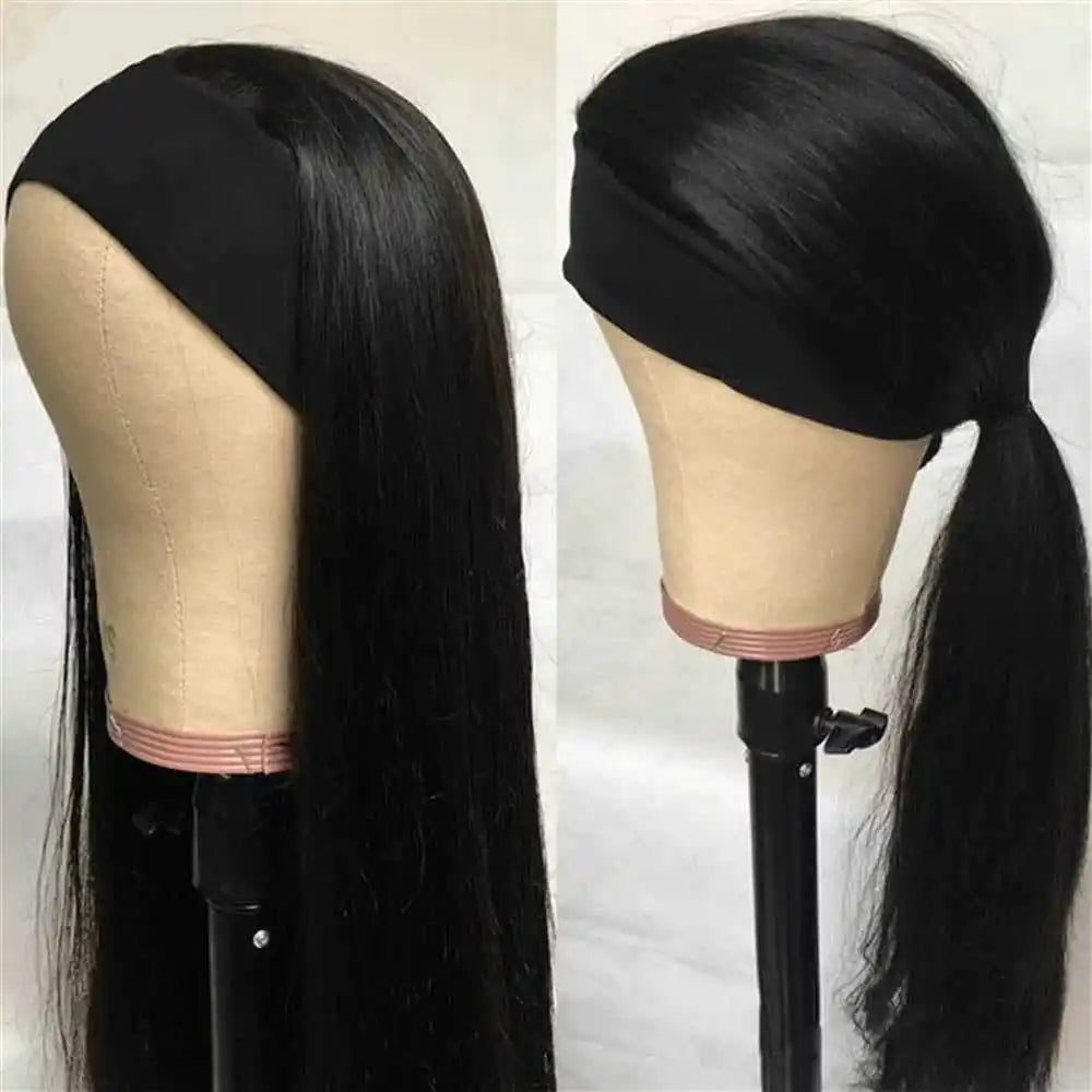Straight Headband Wig Human Hair Brazilian – 200–250% Density