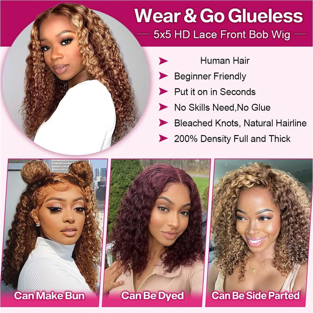 Ombre Deep Wave Lace Front Wig Human Hair