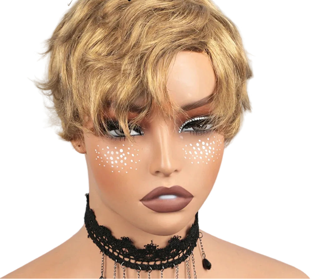 Light Brown Pixie Cut Wig – Short 100% Human Hair, Glueless