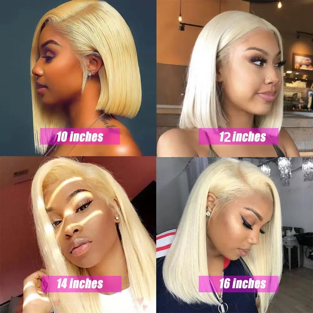 Blonde Short Bob Glueless 13x4 HD Lace Human Hair Wig