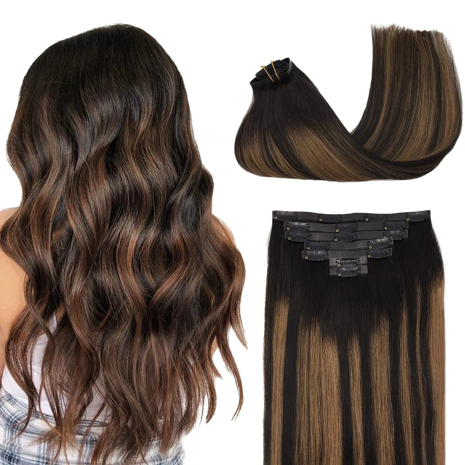 Extensions de Cheveux Naturels sans Couture à Clip – PU Invisible 150g