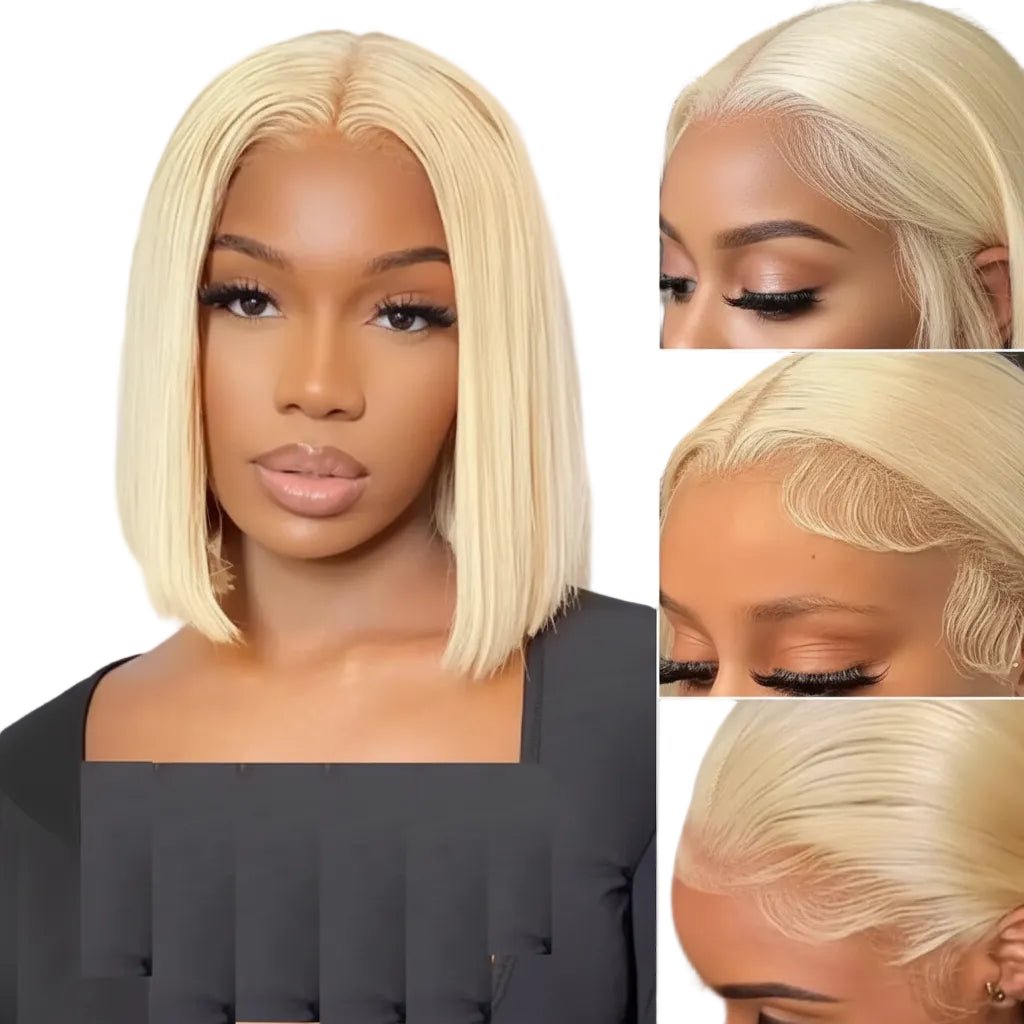 Blonde Short Bob Glueless 13x4 HD Lace Human Hair Wig