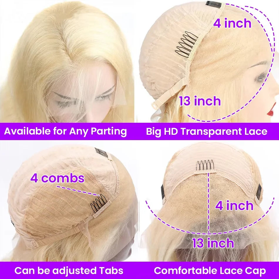 613 Blonde Lace Front Human Hair Wig 13x4 HD Glueless