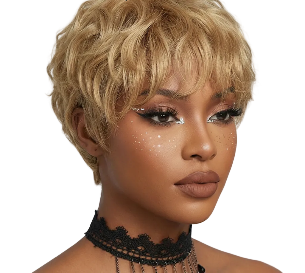 Light Brown Pixie Cut Wig – Short 100% Human Hair, Glueless