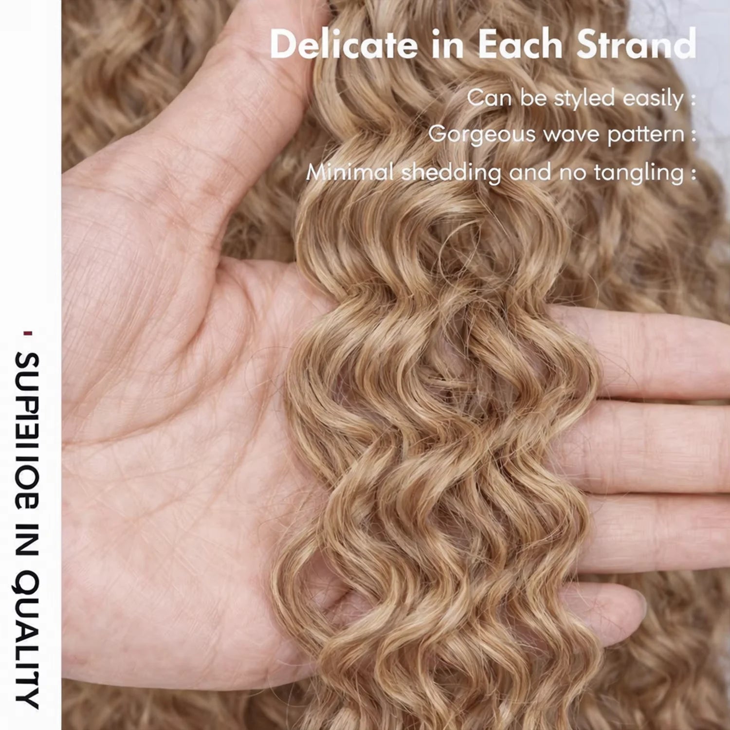 Cheveux humains bouclés birmans blond miel avec crochet en plumes
