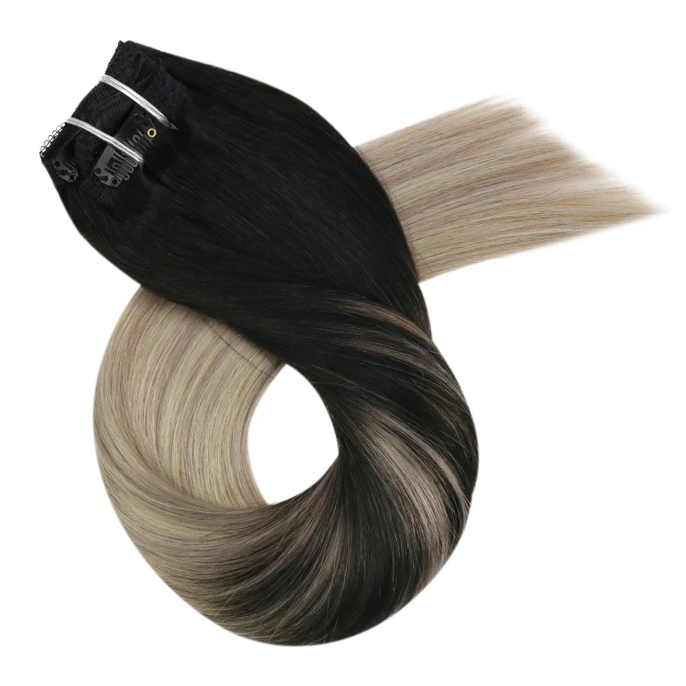 Extensions de cheveux naturels à clip – Balayage #1B/18/60
