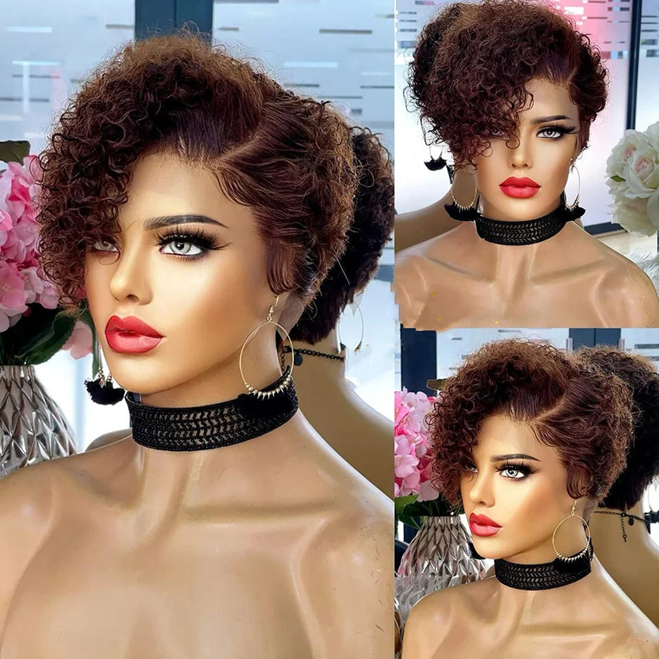 Short Curly Bob Lace Front Wig 13x6x1 Brazilian Human Hair