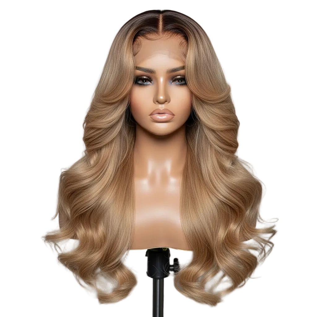 Ombre Brown Blonde Human Hair Wig Body Wave HD