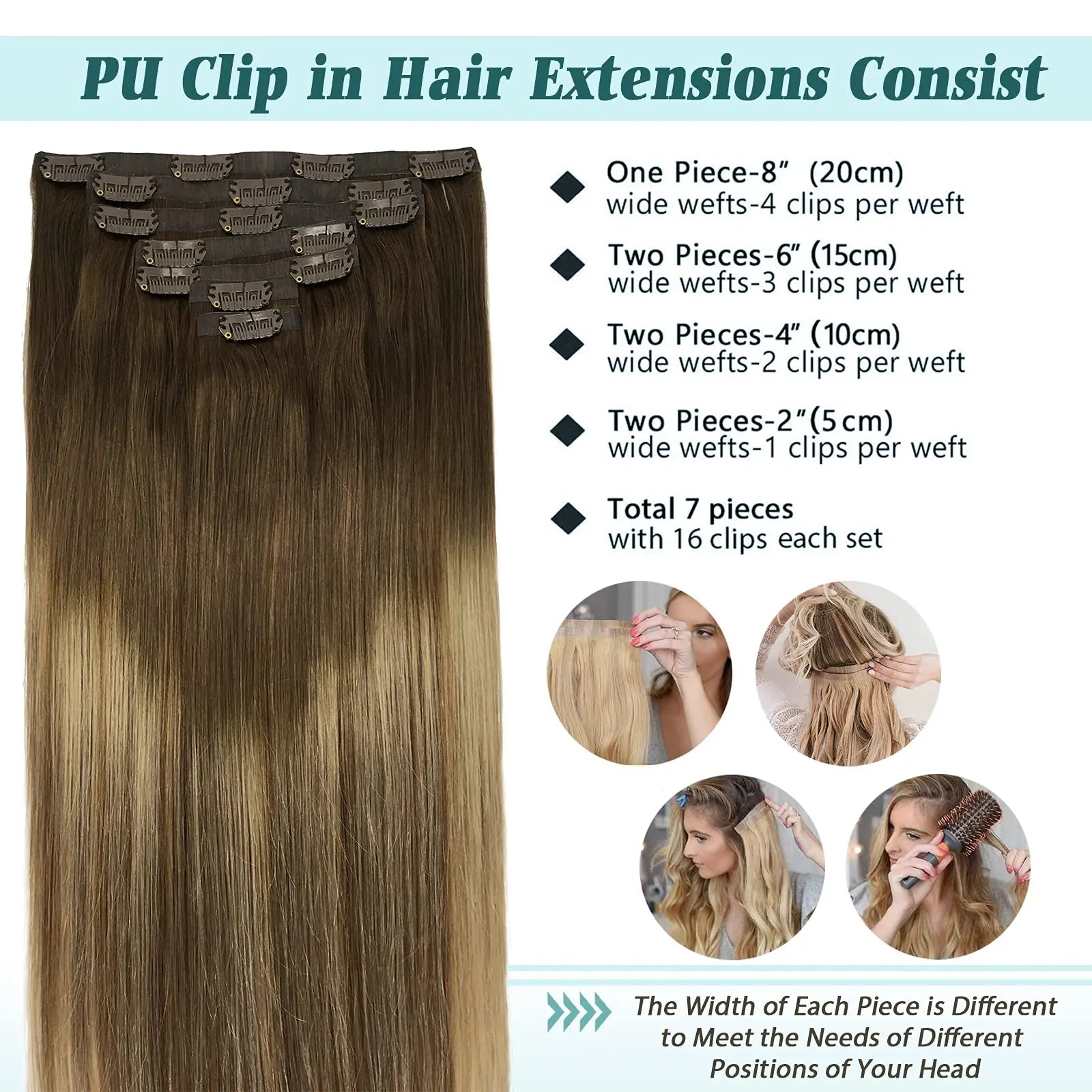 Seamless Clip In Human Hair Extensions – Invisible PU 150g