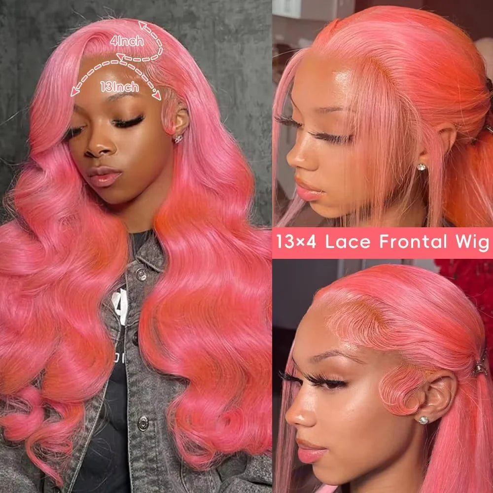 Pink Body Wave 13x6 HD Lace Frontal Brazilian Human Hair Wig