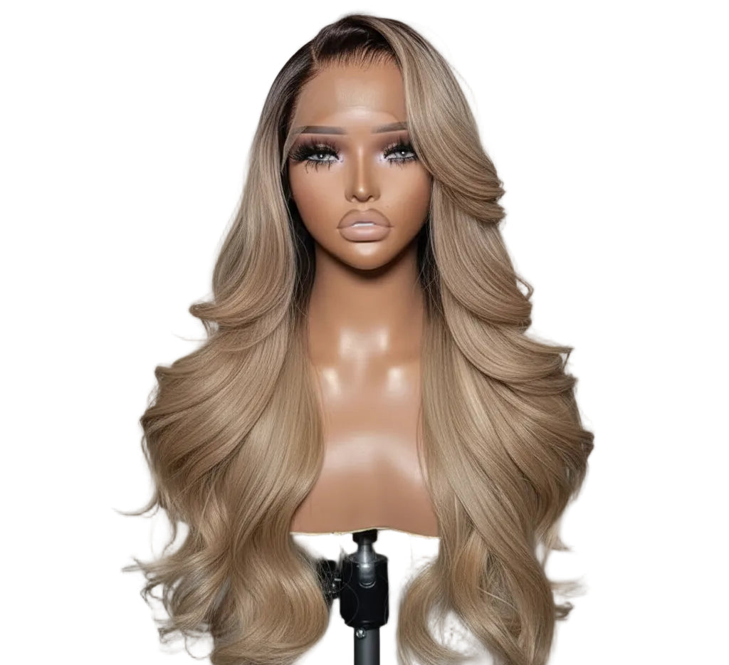 Ombre Brown Blonde Human Hair Wig Body Wave HD