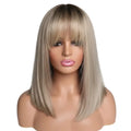 Bob-Perücke mit braunen und blonden Strähnen, Lace-Front, hitzebeständig