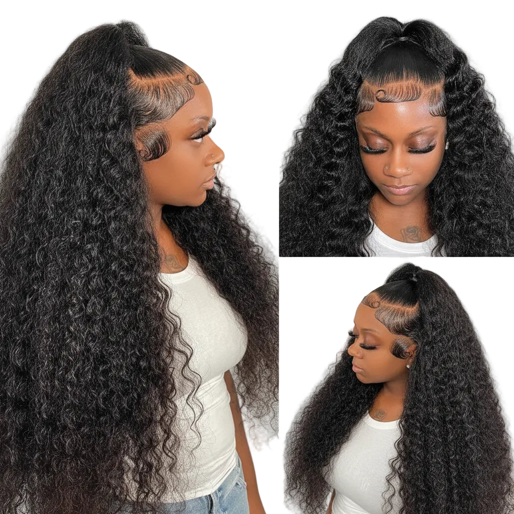 360 HD Full Lace Deep Curly Glueless Human Hair Wig 200% Density
