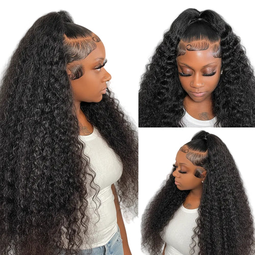 360 HD Full Lace Deep Curly Glueless Human Hair Wig 200% Density