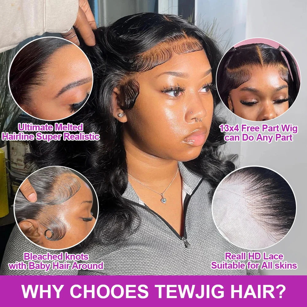 Perruque bob cheveux naturels ondulés HD Lace Frontal sans colle