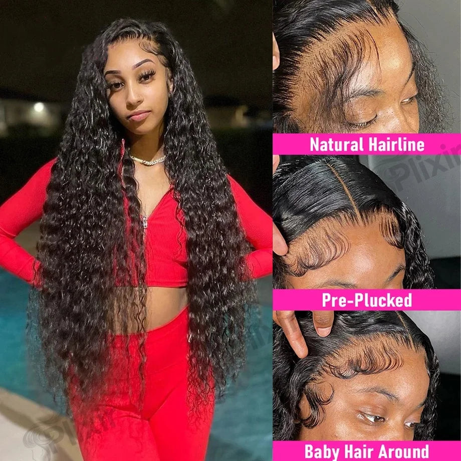 HD Transparent Lace Front Wig Deep Wave Human Hair