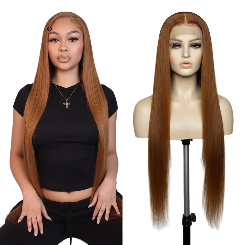 Honey Blonde Long Straight Synthetic Lace Front Wig